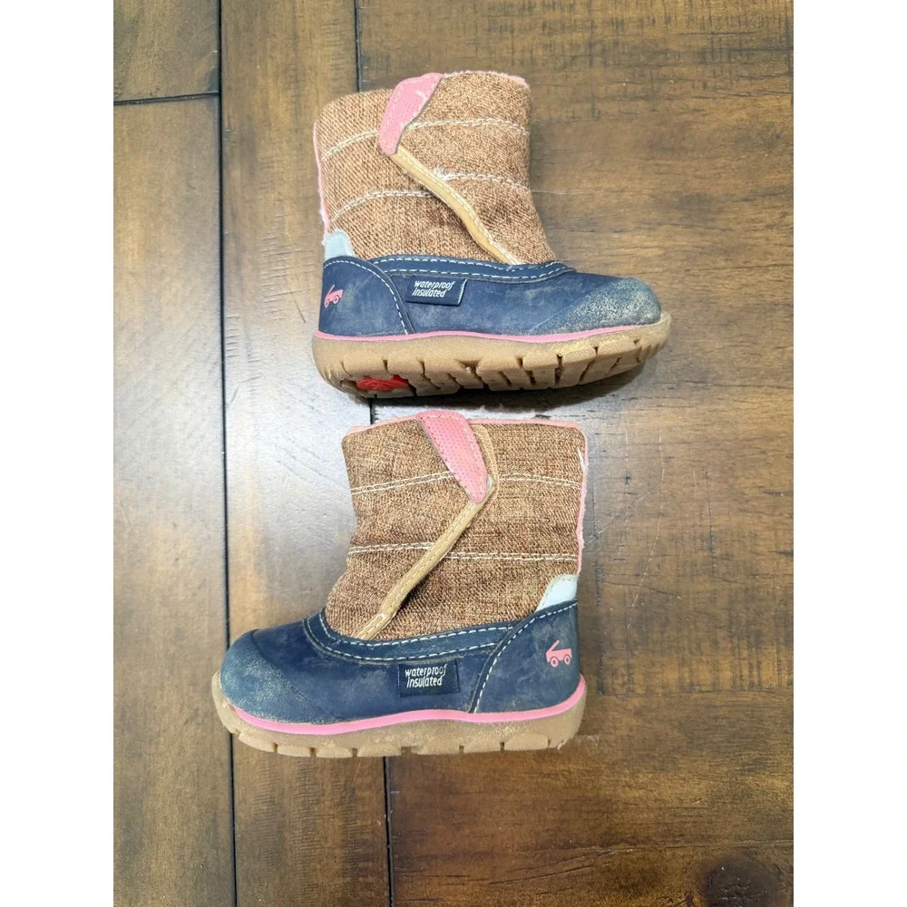 See Kai Run Toddler Waterproof Insulated Winter Boots Navy Pink Size 4